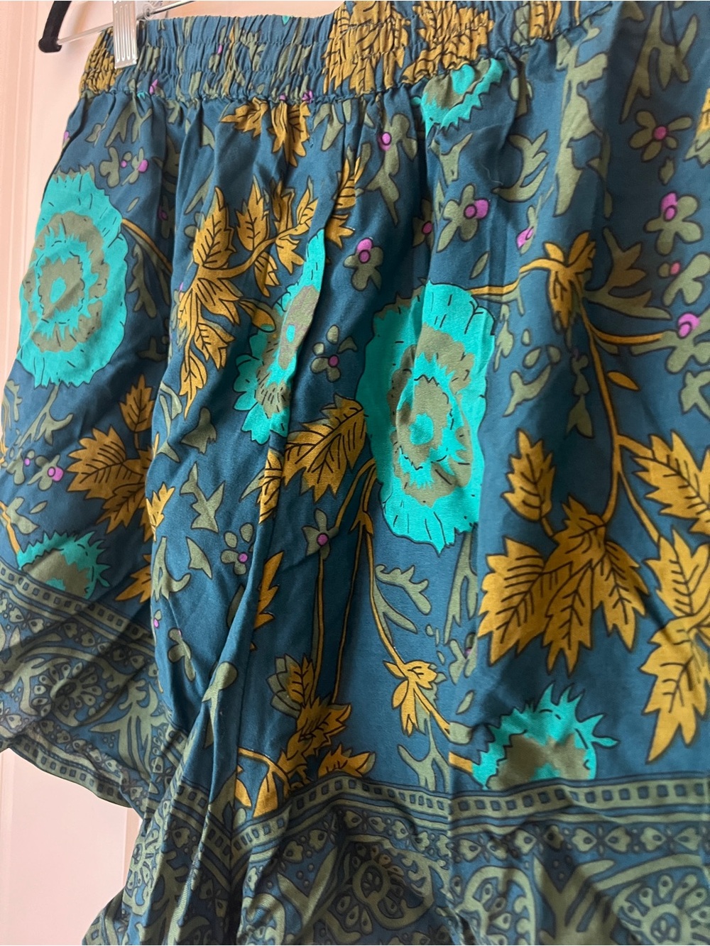 NATURAL LIFE Teal & Olive Floral High-Waist Women’s Shorts - Picture 5 of 8